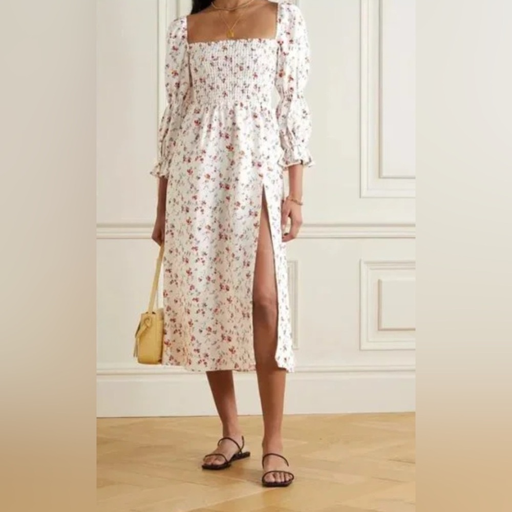 NWT Reformation XS Gitane Linen High Slit Midi Dress Floral